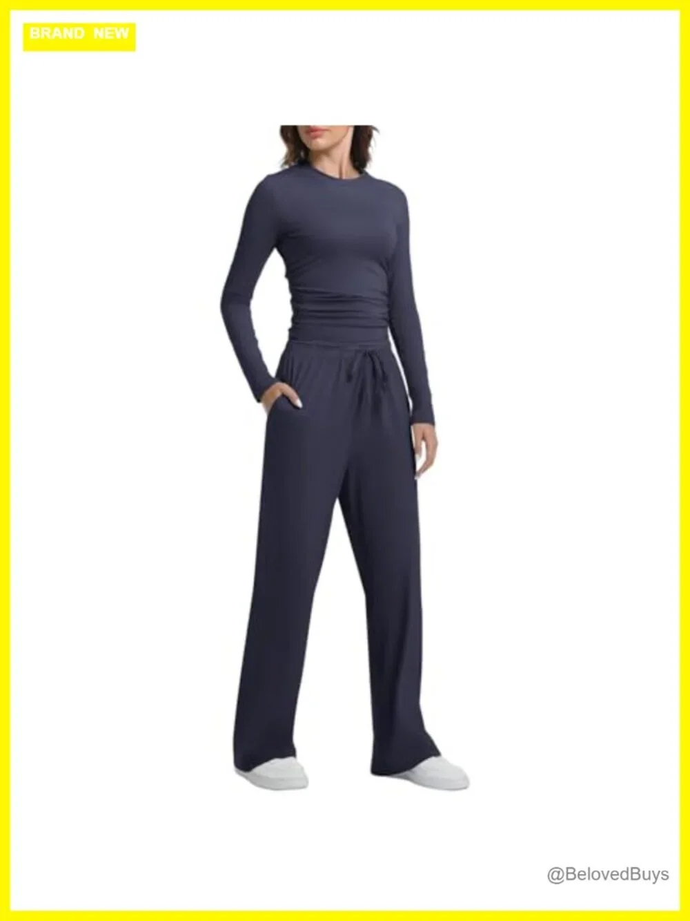 2 Piece Lounge Set Long Sleeve Wide Leg Tracksuit Casual Loungewear Matching Set